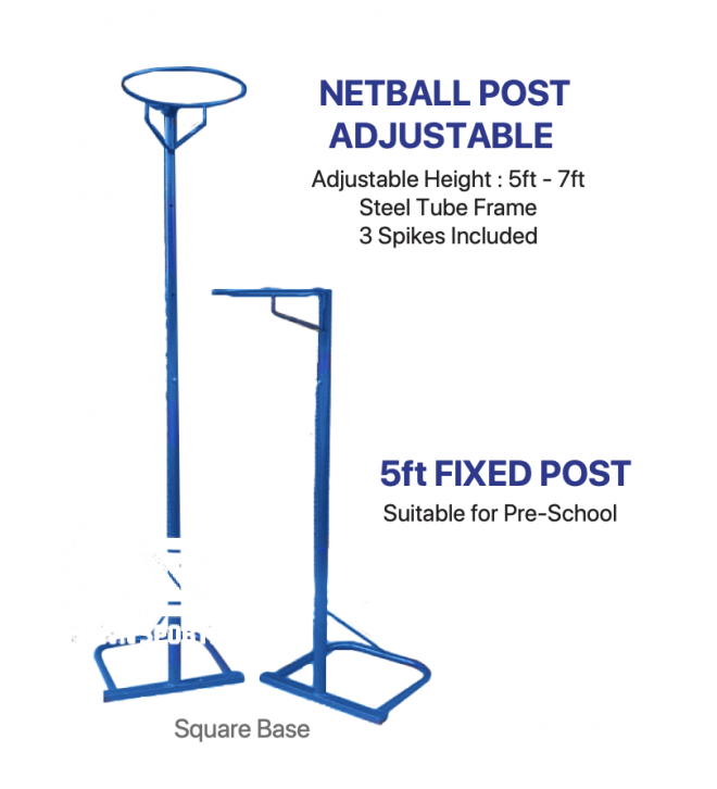 NETBALL POST ADJUSTABLE - Square Base